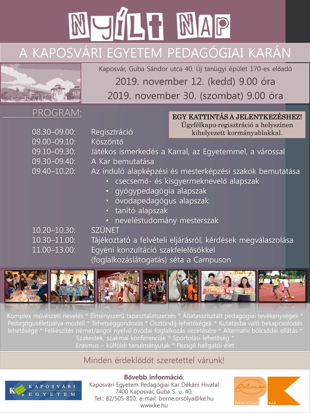 Nyílt napok és nyitott napok - Kaposvári Egyetem PK kari nyílt nap