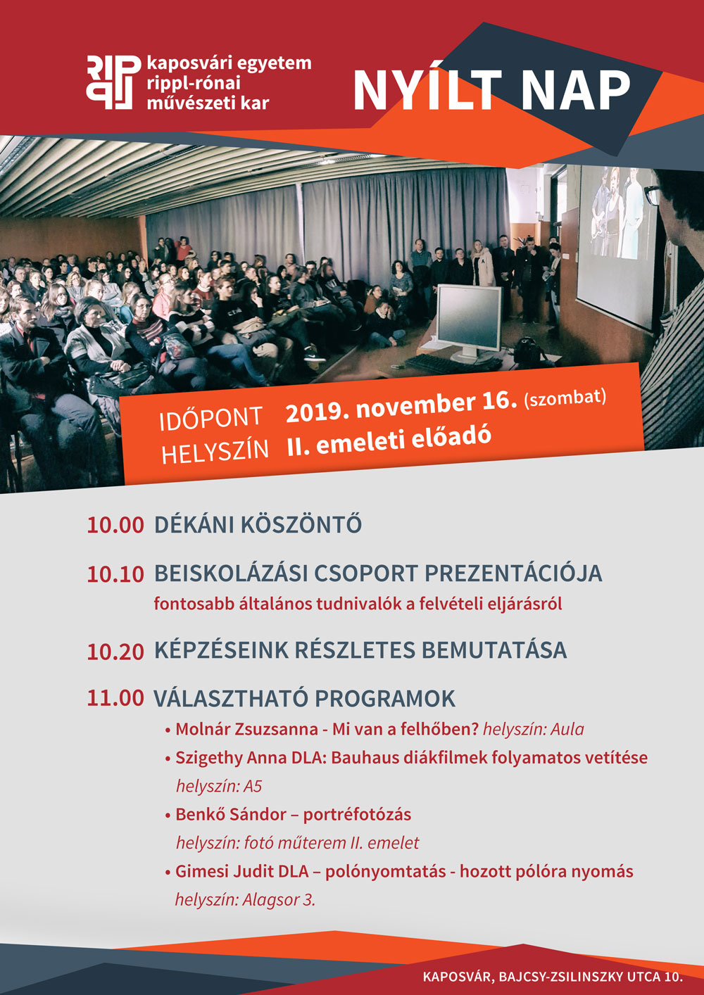 Nyílt napok és nyitott napok - Kaposvári Egyetem MK nyilt nap plakat