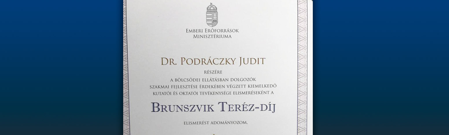 Hírek | Kaposvári Egyetem Brunszvik Teréz-díj Podráczky Juditnak