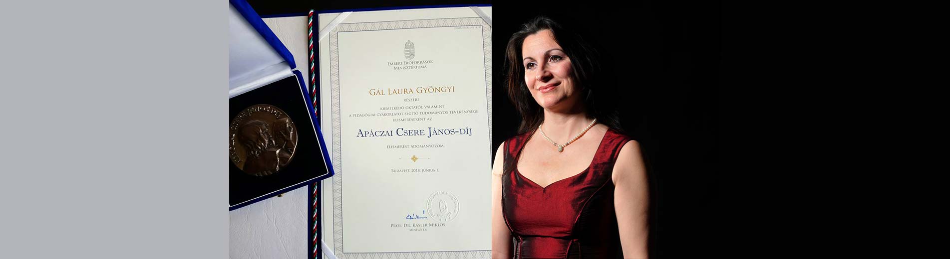 Hírek | Kaposvári Egyetem Apáczai Csere János-díjat vehetett át a Kaposvári Egyetem mesteroktatója, Gál Laura.